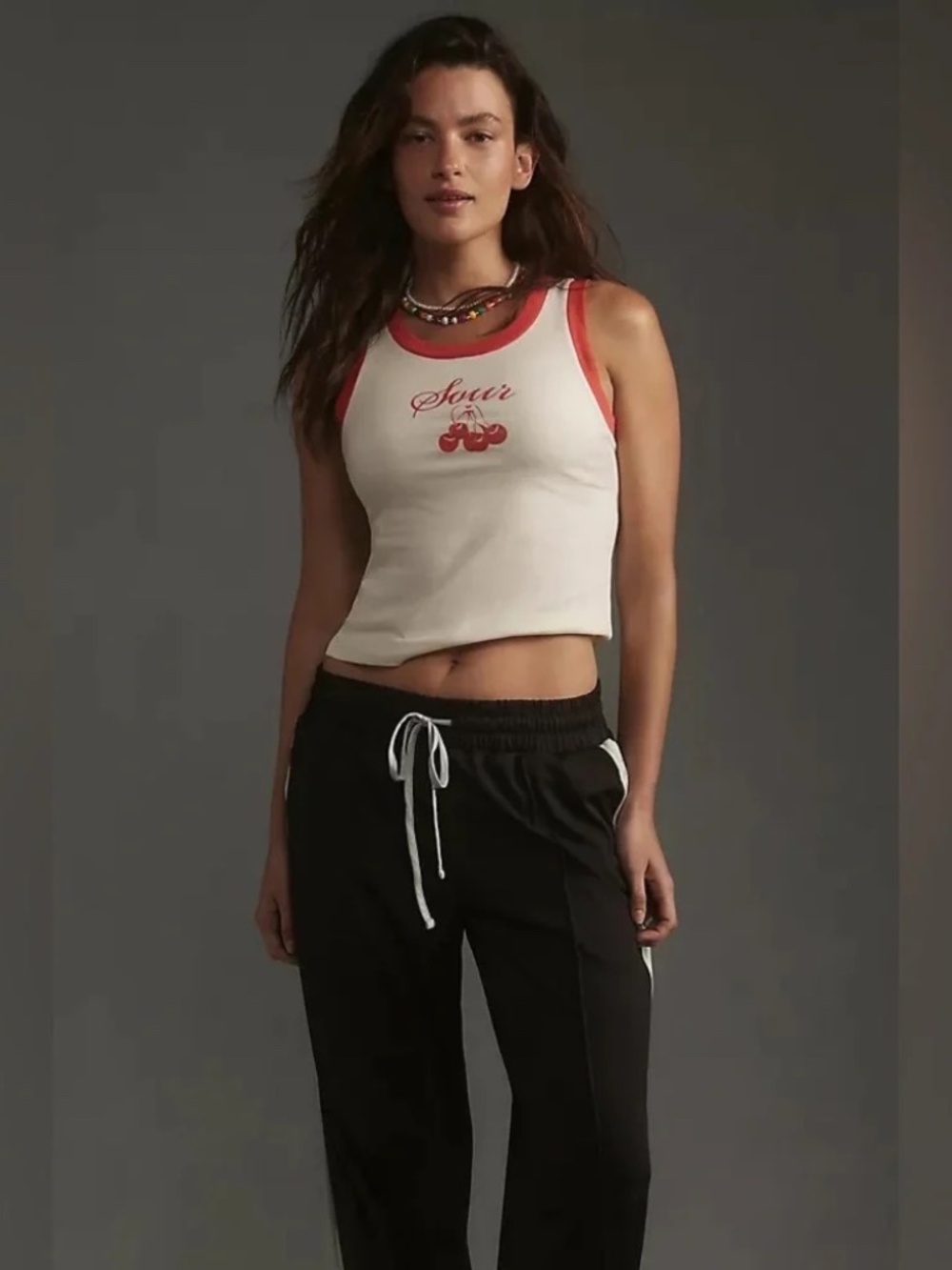 NWT Anthropologie Letluv Sour Cherries Ringer Tank